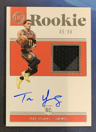 2018 - 19 Trae Young Panini Encased 2clr Rookie Patch Auto 5/99