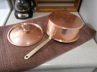 Vintage Culinox Sweden 1969 Copper/stainless 4 Qt Saucepan W/lid & Brass Handles
