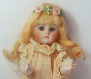 Antique All Bisque Jointed Girl Doll Glass Sleep Eyes 130/4