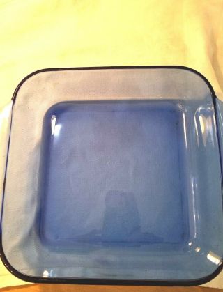 Cobalt Blue Glass Pyrex Ovenware Bowl With Handles 2qt 8x8x2 Usa 222 Vintage