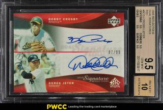 2005 Ud Reflections Dual Signatures Red Crosby Jeter Auto /99 Bgs 9.  5 Gem (pwcc)