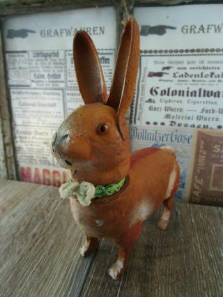 , Antique,  German Paper Mache / Candy Container / Bunny / Easter Glass Eyes,  Wow,
