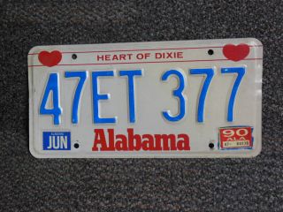 47et 377 = June 1990 Madison County Alabama License Plate Bar Mancave Art