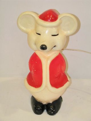 Vintage Union Products Santa Mouse Christmas Lighted Blow Mold 15 "