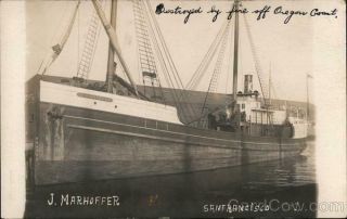 Rppc San Francisco,  Ca View Of J.  Marhoffer Steamer Real Photo Post Card Vintage