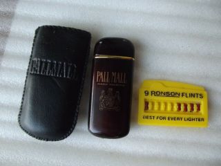 Pall Mall Famous Cigarettes Windproof C2 Lighter And Pleather Case Vintage Old
