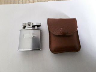 Vintage Ronson Chrome Lighter In Leather Case