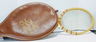 Vintage Wilson Jack Kramer Autograph Wood Tennis Racket 4 3/8 Leather Grip Case