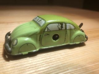 Antique Us Zone Germany Vw Split Window Tin Wind Up Penny Toy Car Huki 1940