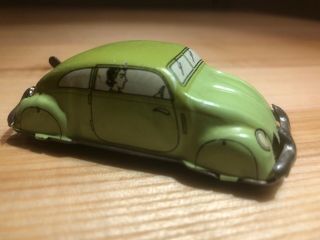 ANTIQUE US ZONE GERMANY VW SPLIT WINDOW TIN WIND UP PENNY TOY CAR HUKI 1940 3