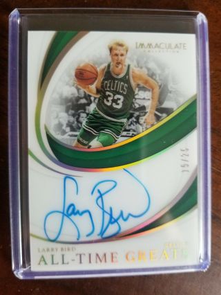 Larry Bird 2018 - 19 Panini Immaculate All - Time Greats Autograph 15/25