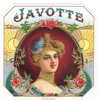 Cigar Box Label Vintage Outer 1900 Javotte Art Nouveau Stone Lithograph
