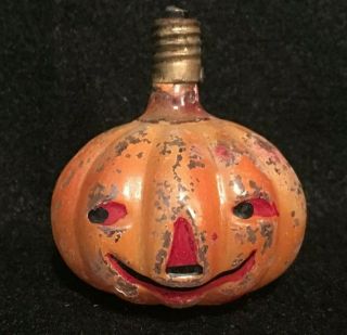 Antique C - 6 Jack O’ Lantern Light Bulb Halloween Or Christmas