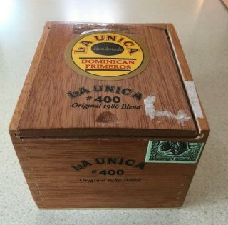 La Unica Dominican Primeros 400 Small Wooden Empty Cigar Box 5 " X 4 " X 3.  5 "