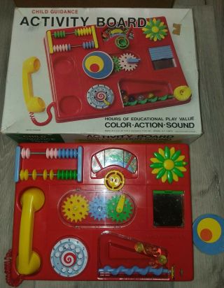 Vintage Child Guidance Activity Board / Center Baby Toddler Crib Toy W Box