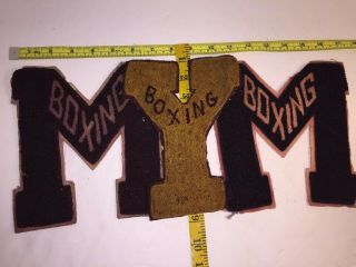 Vintage/antique Chenille Wool Letterman Sweater Patches.  Boxing Group 3