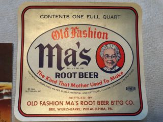 3 Different Ma’s Old Fashioned Vintage Root Beer Labels,  Wilkes Barre,  Pa. 2