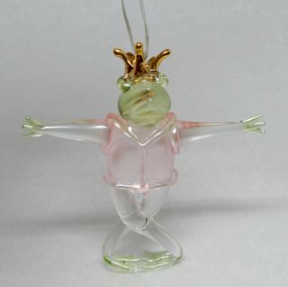 Vintage Glass Frog Prince Ballet Christmas Ornament