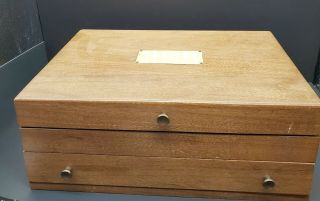 Vintage Wood Silverware Flatware Storage Chest Box Case W/ Drawer Anti Tarnish