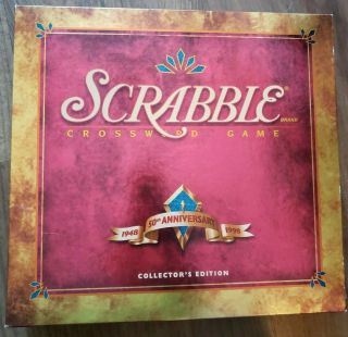 Scrabble Crossword Game 50th Anniversary Collectors Edition 1998 Vtg Complete