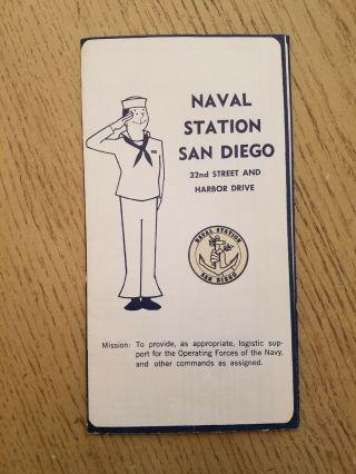 Vintage 1969 Official Naval Station San Diego Site Map Info Brochure 32nd Harbor