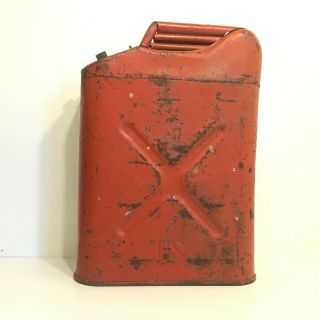 Vintage Military Gas Jerry Can Red,  Dot 5l Usmc 20 - 5 - 79 Willys Jeep