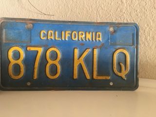 Vintage California Blue & Yellow License Plate Matching Set Pair 1970s 1977 Cali