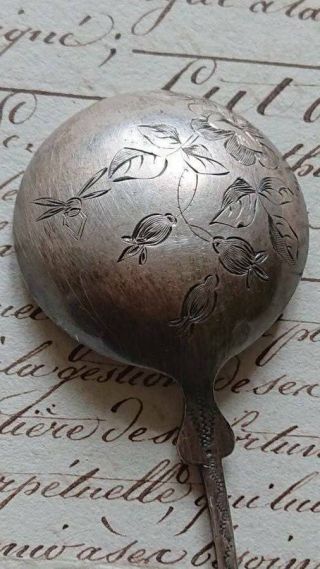 Sweet Antique French Silver Engraved Spoon Or Petite Ladle C1880