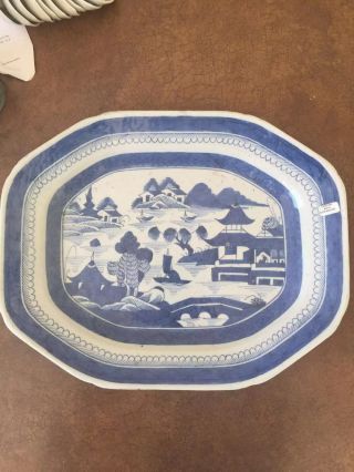 19c Chinese Antique Blue And White Big Plate