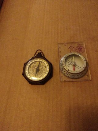 Vintage Official Boy Scouts Bsa Bar Needle Compass - 2 Compasses