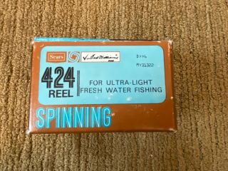 Vintage Sears " Ted Williams " 424 Spinning Reel With Box & Instructions