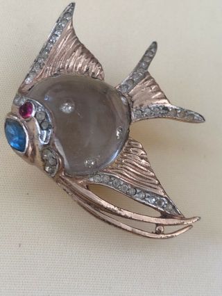 Vintage Sterling Silver Angel Fish Jelly Belly Fur Clip