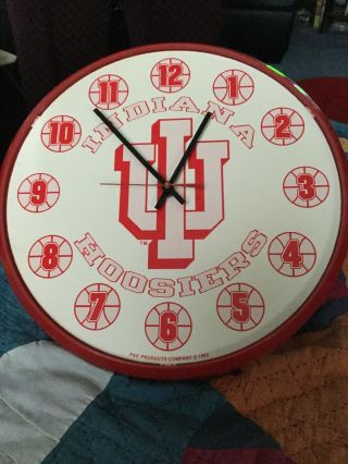 Vintage 1992 Iu Indiana Hoosiers P&k Products Wall Clock 12.  5” Diameter