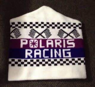 Vtg Polaris Racing Usa Acrylic White/purple/black Winter Knit Hat Beanie