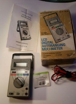 Vintage Micronta 22 - 192 Multimeter.  With Instructions,  Probes,  & Fuses