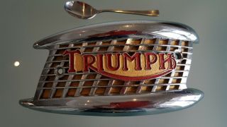 Vintage Old Fuel Tank Emblem From A Triunph Motor Cycle.  In.