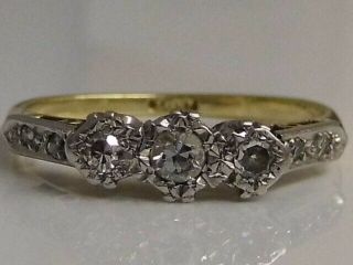 An Exquisite Antique Edwardian 18ct Gold Three Stone Diamond Ring Uk K1/2