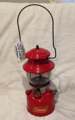 Vintage Coleman 200a Lantern Single Mantle Red Dated 12 / 55 -