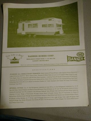 Vintage Sales Brochure: Banner Camper/ Travel Trailers1960 