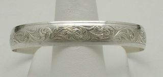" Cute " Vintage Sterling Silver 6.  5 " No Stone Cuff Bracelet Signed
