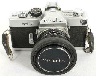Vintage Minolta Japan SR - 7 Film Camera Rokkor 1:2 55mm Lens Cameras Woven Strap 2