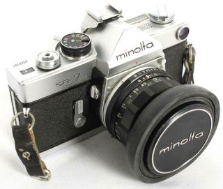 Vintage Minolta Japan SR - 7 Film Camera Rokkor 1:2 55mm Lens Cameras Woven Strap 3