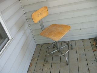 Vintage Industrial Drafting Swivel Adjustable Height Chair Stool Toledo Uhl ?
