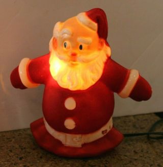 Vintage Christmas Plastic 9” Blow Mold Santa Claus Lighted Wall Hanging