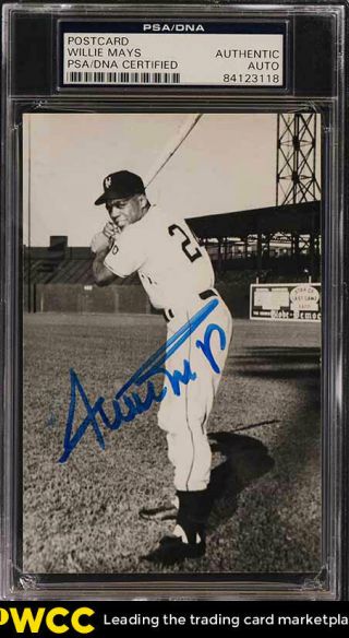 Willie Mays Signed Autographed Postcard Auto Psa/dna Auth (pwcc)