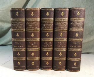 Encyclopedia Of American Biography Antique Leather Bound Books History