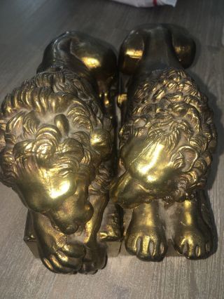 Vtg Brass Bookends Lion Sculpture Italian Antonio Canova 1757 - 1822