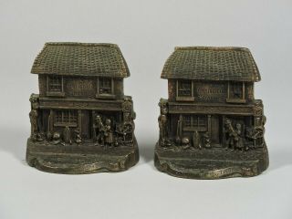 Antique Bronze Bookends Of Charles Dickens 