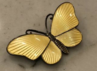 Vintage David Andersen Norway Sterling Silver Yellow Butterfly Pin 1.  75”