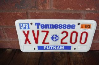 1993 Tennessee Tn License Plate - Xvz 200 Putnam - 3 Stars (b4)
